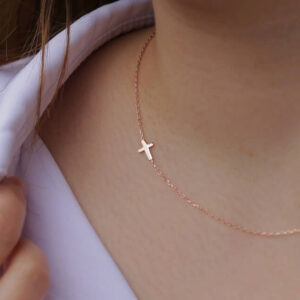 925 Real Silver Sideways Cross Necklace